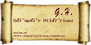 Gáspár Hiláriusz névjegykártya